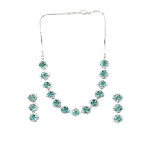 Generic Women's Brass Silver Plated Necklace set (Green)