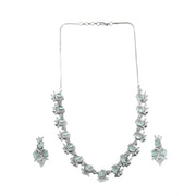 Generic Women's Brass Silver Plated Necklace set (Turquoise)
