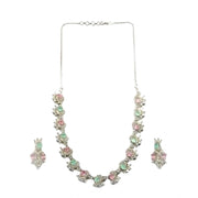 Generic Women's Brass Silver Plated Necklace set (Multicolor)