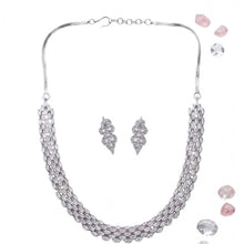Generic Women's Brass Silver Plated Necklace set (Silver)