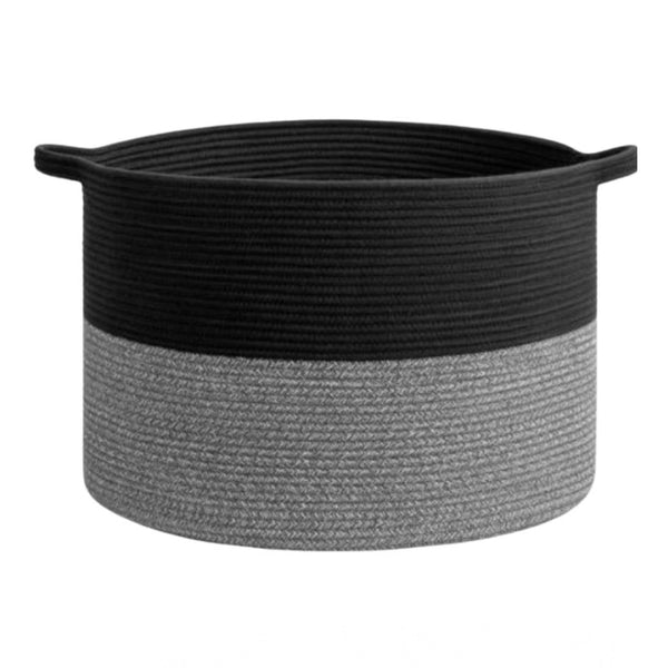 Generic Cotton Pack Of_1 16x14 Inch Storage Basket For Clothes With Out Lid (Black-Black-Kidi)