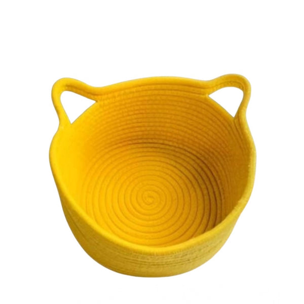 Generic Cotton Pack Of_1 Plain Cat Basket 9x5 Inch (Yellow)