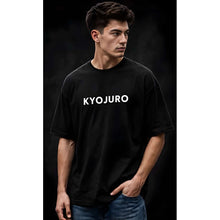 Generic Men's Cotton Blend Printed Oversized Round Neck Half Sleeve T-Shirt (Black)