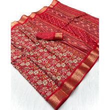 Generic Women's Dola Silk Floral Printed Saree With Unstitched Blouse 5.5Mtr (Red)