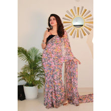 Generic Women's Georgette Printed Saree With Unstitched Blouse 5.5Mtr (Multicolor)