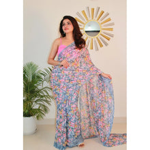 Generic Women's Georgette Printed Saree With Unstitched Blouse 5.5Mtr (Multicolor)