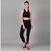 Generic Women's Polyester Solid Ankle length High Waisted Tights (Black)