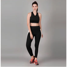 Generic Women's Polyester Solid Ankle length High Waisted Tights (Black)