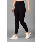 Generic Women's Polyester Solid Ankle length High Waisted Tights (Black)