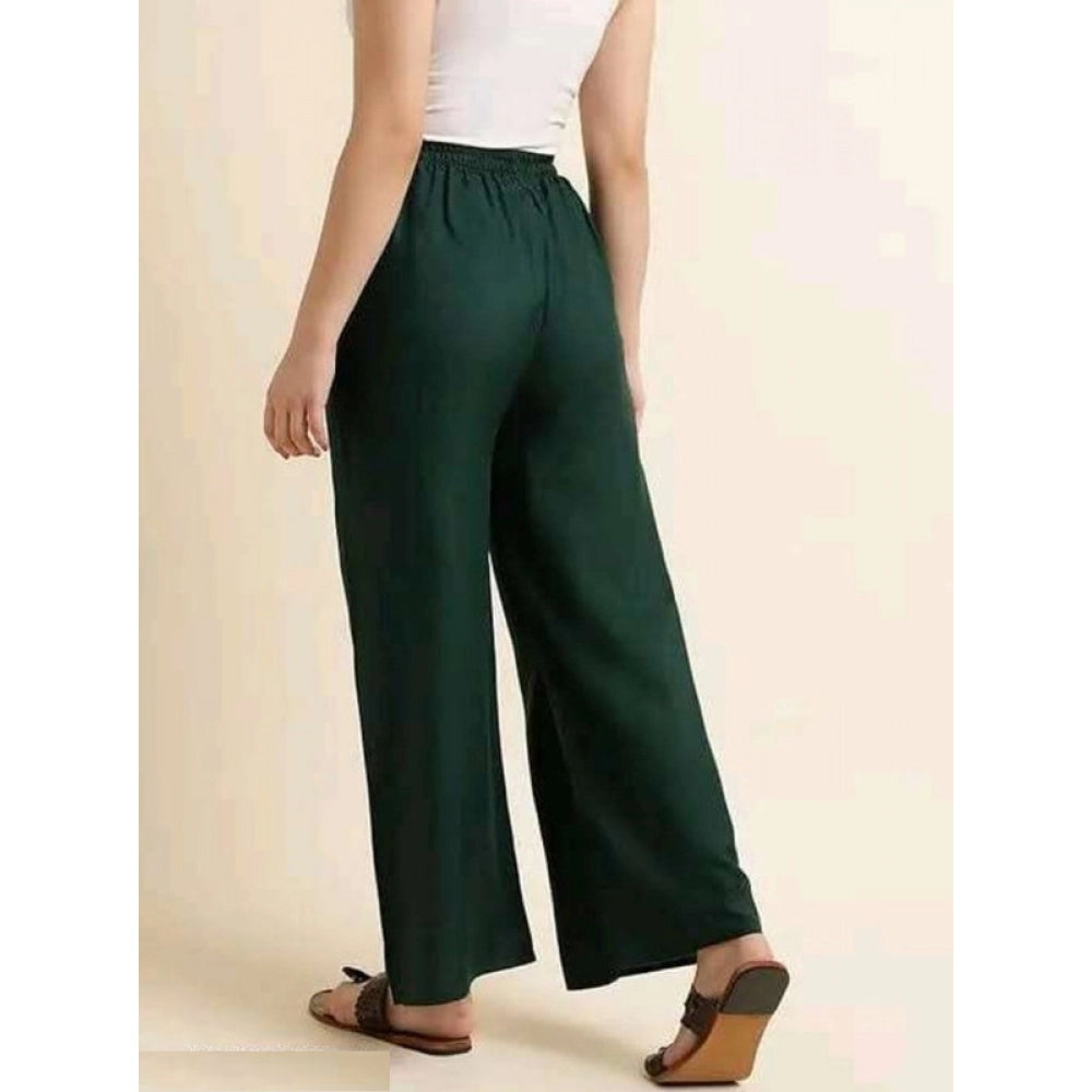 Generic Women's Casual Rayon Solid Ankle Length Palazzo (Green, Free Size)