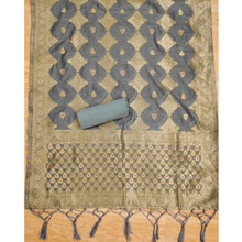 Generic Women's Banarasi Silk Printed Unstitched Salwar Suit Material With Dupatta (Grey, 3Mtrs)