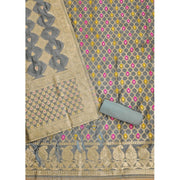 Generic Women's Banarasi Silk Printed Unstitched Salwar Suit Material With Dupatta (Grey, 3Mtrs)