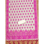 Generic Women's Banarasi Silk Printed Unstitched Salwar Suit Material With Dupatta (Pink, 3Mtrs)