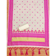 Generic Women's Banarasi Silk Printed Unstitched Salwar Suit Material With Dupatta (Pink, 3Mtrs)