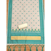 Generic Women's Banarasi Silk Printed Unstitched Salwar Suit Material With Dupatta (Teal, 3Mtrs)
