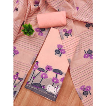 Generic Women's Banarasi Silk Printed Unstitched Salwar Suit Material With Dupatta (Peach, 3Mtrs)