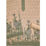 Generic Women's Banarasi Silk Printed Unstitched Salwar Suit Material With Dupatta (Cream, 3Mtrs)