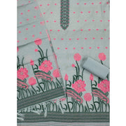 Generic Women's Banarasi Silk Printed Unstitched Salwar Suit Material With Dupatta (Grey, 3Mtrs)
