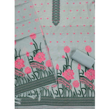 Generic Women's Banarasi Silk Printed Unstitched Salwar Suit Material With Dupatta (Grey, 3Mtrs)