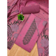 Generic Women's Banarasi Silk Printed Unstitched Salwar Suit Material With Dupatta (Pink, 3Mtrs)
