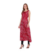 Generic Women's Casual Crepe Sleeveless Slit Dress (Maroon)