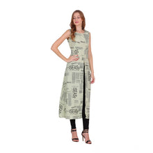 Generic Women's Casual Crepe Sleeveless Slit Dress (Light Green)