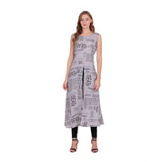 Generic Women's Casual Crepe Sleeveless Slit Dress (Light Grey)