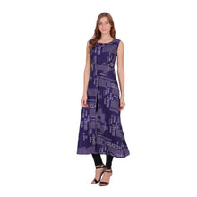 Generic Women's Casual Crepe Sleeveless Slit Dress (Navy Blue)