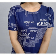 Generic Women's Casual Crepe Half Sleeves Dress (Blue)