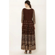 Generic Women's Casual Rayon 3-4th Sleeves Anarkali Kurti (Brown)