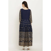 Generic Women's Casual Rayon 3-4th Sleeves Anarkali Kurti (Blue)