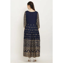 Generic Women's Casual Rayon 3-4th Sleeves Anarkali Kurti (Blue)