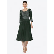 Generic Women's Casual Rayon 3-4th Sleeves Kurti (Green)