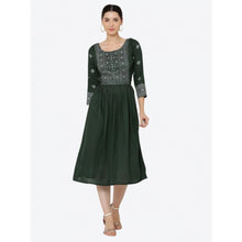Generic Women's Casual Rayon 3-4th Sleeves Kurti (Green)