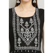Generic Women's Casual Rayon Sleeveless Kurti (Black)
