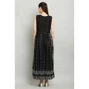 Generic Women's Casual Rayon Sleeveless Kurti (Black)