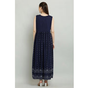 Generic Women's Casual Rayon Sleeveless Kurti (Blue)