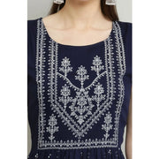 Generic Women's Casual Rayon Sleeveless Kurti (Blue)