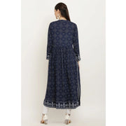 Generic Women's Casual Rayon Full sleeve Kurti (Blue)