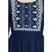 Generic Women's Casual Rayon 3-4th Sleeves Kurti (Blue)