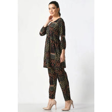 Generic Women's Casual Crepe 3-4th Sleeves Cord Set (Black)
