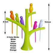 Generic Pack of 10_Bird Tree Fruit Fork Set Decorative Toothpick Holder (Color: Assorted )