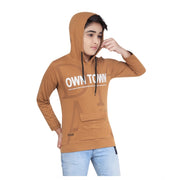 Generic Boy's Cotton Printeded Hooded Neck Hoodies (Brown)