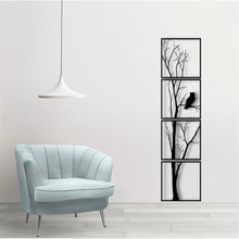 Generic 7 Decore Unique Vertical Tree Wall Art – 4 Piece Wooden Panel Set (Black)
