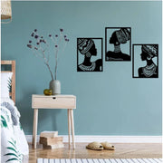 Generic African Elegance Wooden Wall Decor – Set of 3 Panels (Black)