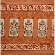 Generic Fleece Floral Printed Double Polar Warm Bedsheet with 2 Pillow Cover (Orange)