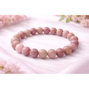 Generic Natural Crystal 8mm Rhodonite Bracelet (Light Purple)