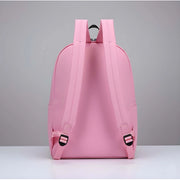 Generic Unisex PU Leather Solid Medium Zipper Backpack (Pink)