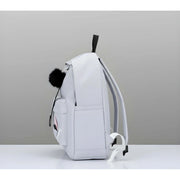 Generic Unisex PU Leather Solid Medium Zipper Backpack (Grey)