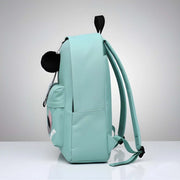 Generic Unisex PU Leather Solid Medium Zipper Backpack (Green)